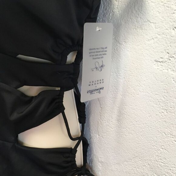 NWT Ashley Graham Swimsuit: Sexy Flattering Strappy Side Cutout w/ Drawstrings - Picture 4 of 6